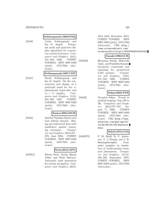 Computers and Graphics - Index of files in - University of Utah