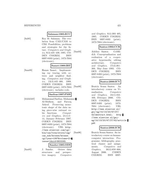 Computers and Graphics - Index of files in - University of Utah