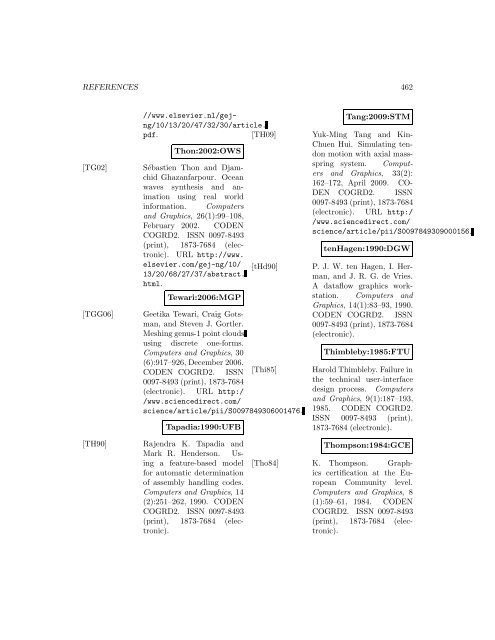 Computers and Graphics - Index of files in - University of Utah