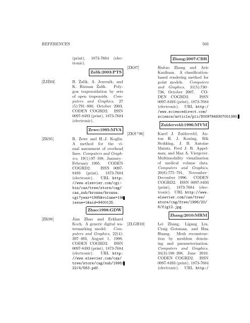 Computers and Graphics - Index of files in - University of Utah