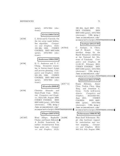 Computers and Graphics - Index of files in - University of Utah