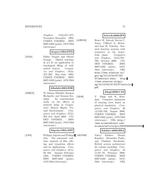 Computers and Graphics - Index of files in - University of Utah