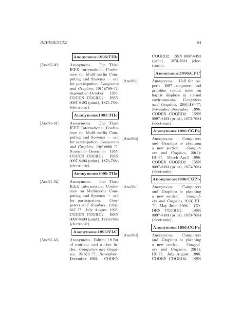 Computers and Graphics - Index of files in - University of Utah