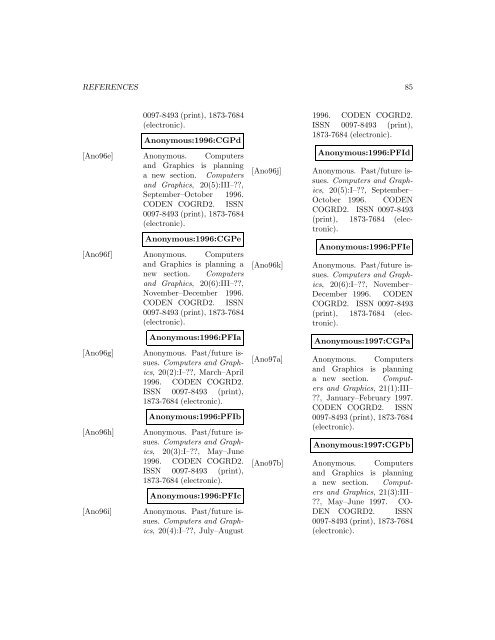 Computers and Graphics - Index of files in - University of Utah