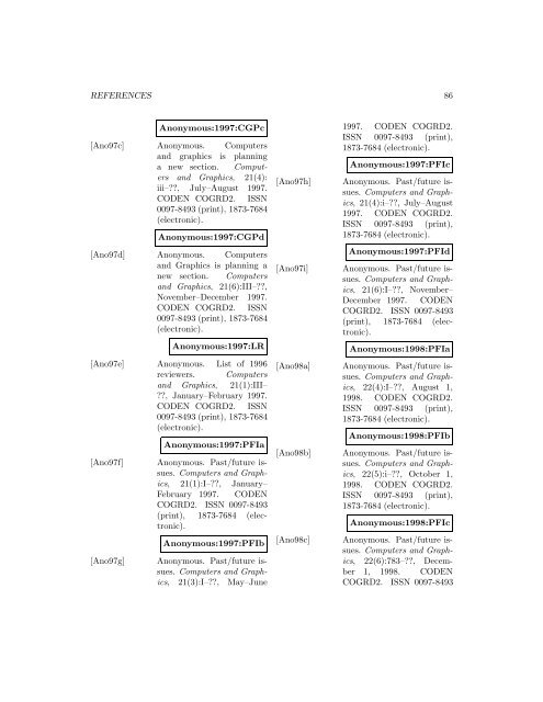 Computers and Graphics - Index of files in - University of Utah