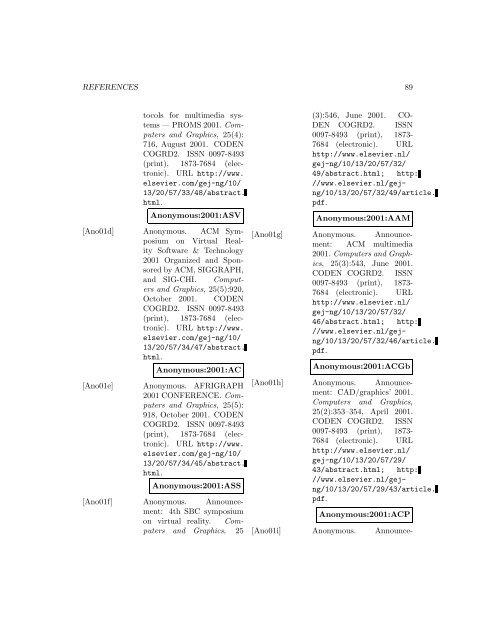 Computers and Graphics - Index of files in - University of Utah