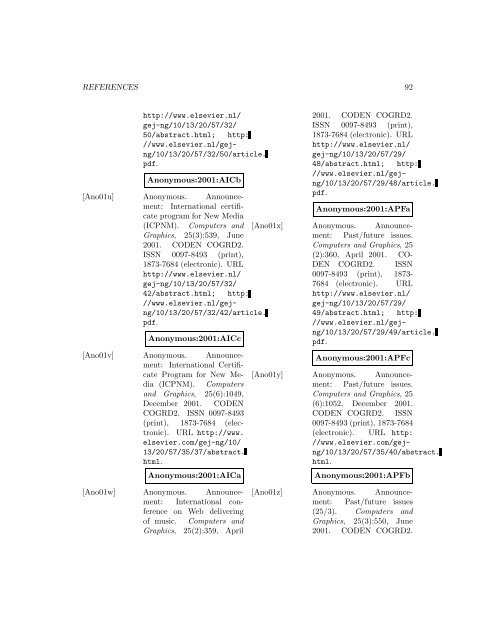 Computers and Graphics - Index of files in - University of Utah