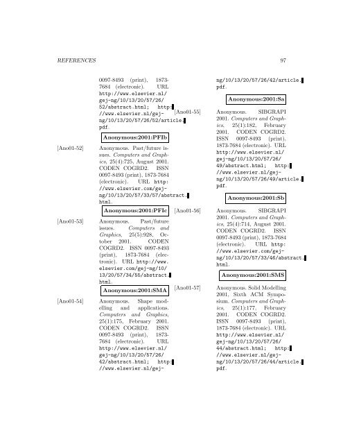 Computers and Graphics - Index of files in - University of Utah