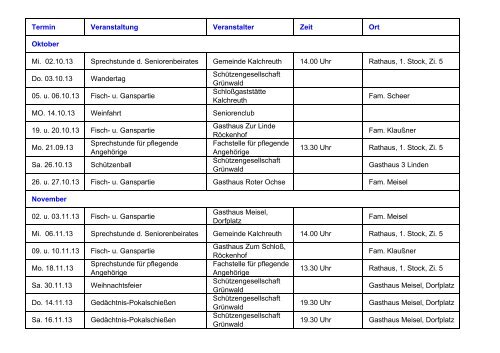 Veranstaltungskalender 2013 - Gemeinde Kalchreuth