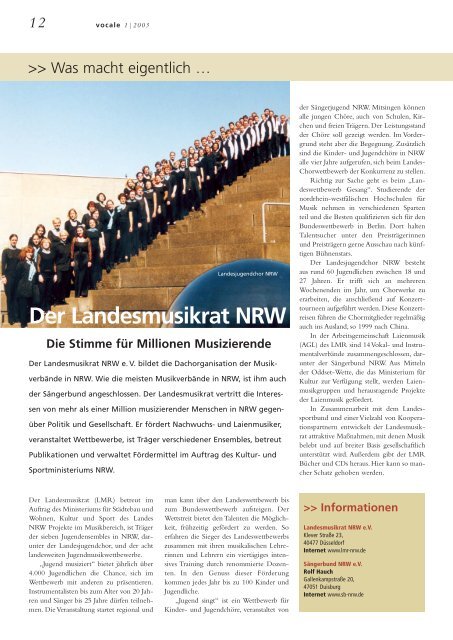 Januar 2003 - ChorVerband NRW eV