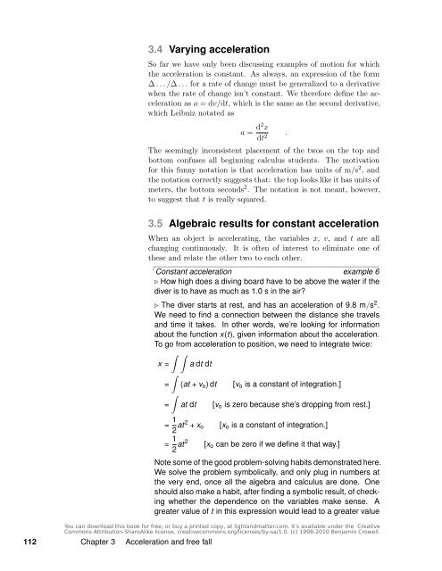 Chapter 3 Acceleration and free fall - Light and Matter