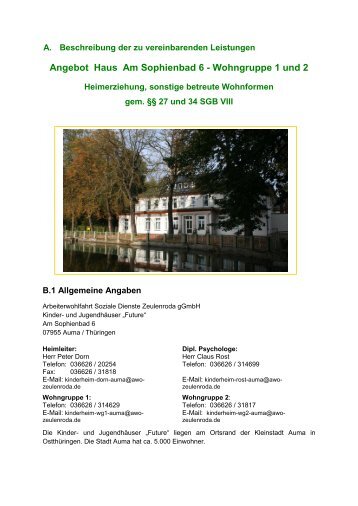 Angebot Haus Am Sophienbad 6 - Wohngruppe ... - AWO Zeulenroda