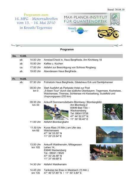 Programm zum 16. MPG – Motorradtreffen vom 13. – 16. Mai 2010 ...