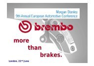 Morgan Stanley Auto Conference - London, 22nd June - Brembo