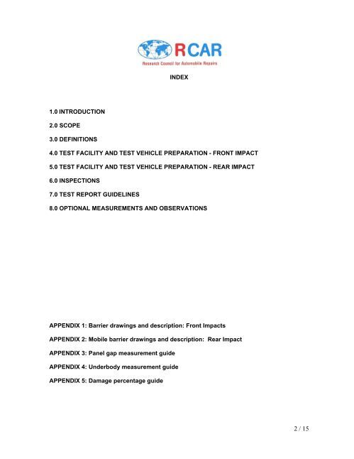 RCAR Low-speed structural crash test protocol