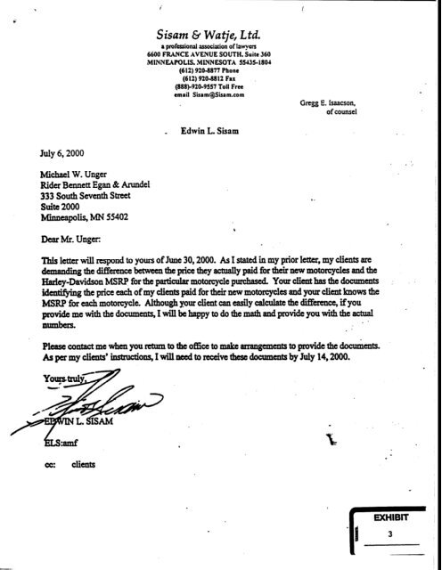 2001-01-26 Harley-Davidson Response - Minnesota Judicial Branch