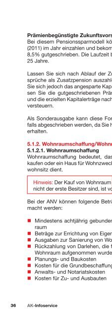 Steuer Sparen 2011 - AK - Niederösterreich - Arbeiterkammer