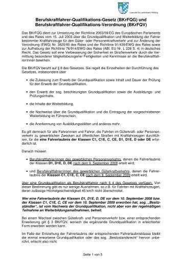 und Berufskraftfahrer-Qualifikations-Verordnung (BKrFQV)