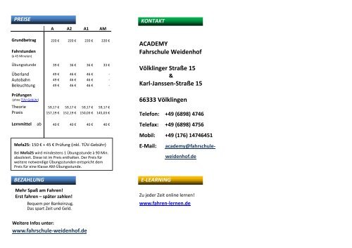 ACADEMY Fahrschule Weidenhof Völklinger Straße 15 Karl ...