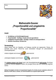 Mathematik-Dossier „Proportionalität und umgekehrte Proportionalität“