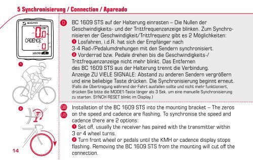 Bedienungsanleitung Sigma BC 1609 STS + Cadence - Kinderfahrrad