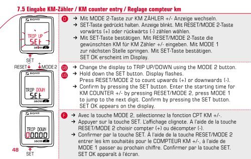 Bedienungsanleitung Sigma BC 1609 STS + Cadence - Kinderfahrrad