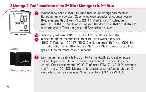 Bedienungsanleitung Sigma BC 1609 STS + Cadence - Kinderfahrrad