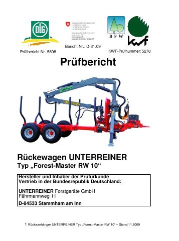 UNTERREINER Typ „Forest-Master RW 10“