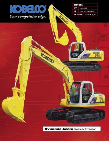 SK160LC Dynamic Acera Hydraulic Excavator - Selco Equipment
