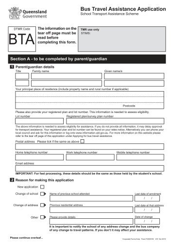 Bus travel assistance application form - Sunbus
