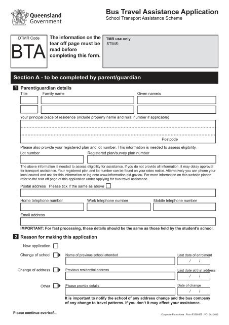 Bus travel assistance application form - Sunbus