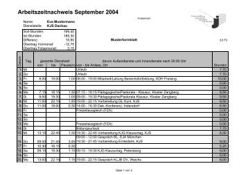 Musterformblatt Arbeitszeitnachweis