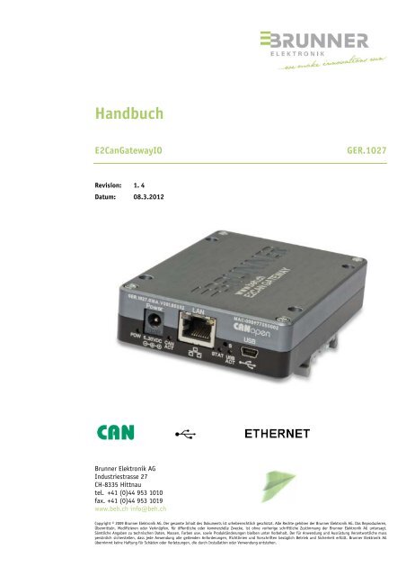 Handbuch - BRUNNER ELEKTRONIK