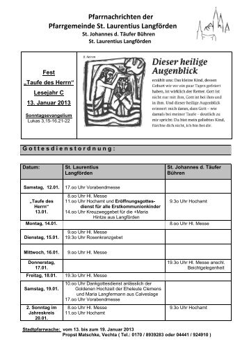 Pfarrnachrichten - 13. Januar 2013 - Pfarrgemeinde St. Laurentius ...