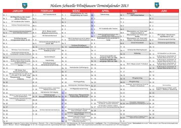 Holsen-Schwelle-Winkhausen Terminkalender 2013