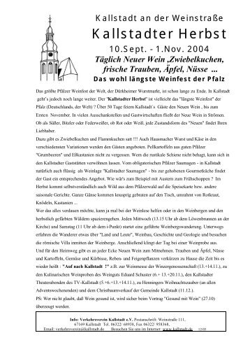 Täglich Neuer Wein ,Zwiebelkuchen, frische Trauben ... - in Kallstadt