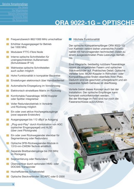 99811890; Optische Kompaktempfaenger ORA 9022-1G  ... - Kathrein