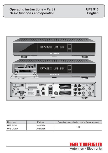 Operating Manual for UFS 913 - Kathrein