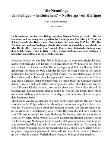 Die Neunlinge der hl. Notburga, v. Harald Gebhardt - Klettgau-Historia