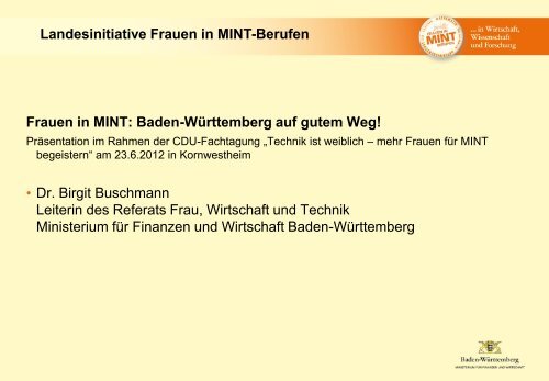 Power-Point-Präsentation von Frau Dr. Birgit ... - CDU-Fraktion