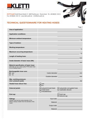 Technical questionnaire - Kletti GmbH