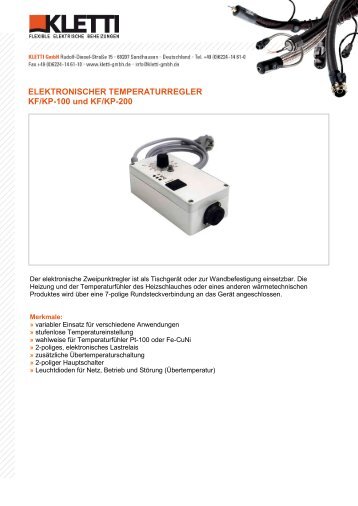 ELEKTRONISCHER TEMPERATURREGLER KF/KP ... - Kletti GmbH