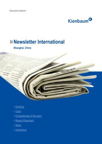 Newsletter International Shanghai, China - Kienbaum