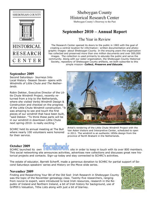 Annual Report - Sheboygan County Historical Research Center