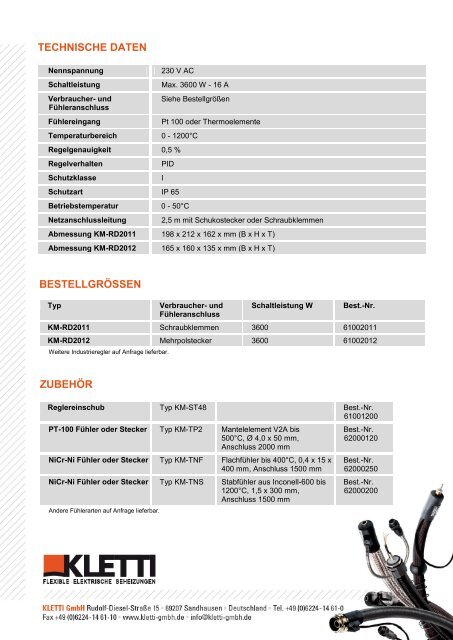 elektronischer temperaturregler km-rd2000 - Kletti GmbH