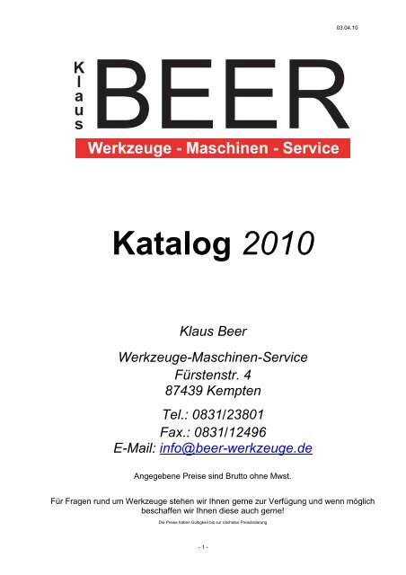 Katalog Werkzeug 2010 - Beer