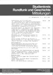 1987, 13. Jahrgang (pdf) - Studienkreis Rundfunk und Geschichte