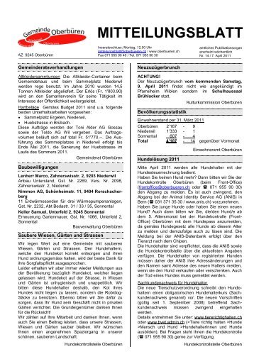 MITTEILUNGSBLATT - Gemeinde Oberbüren