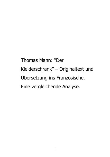 Thomas Mann: “Der Kleiderschrank” – Originaltext und Übersetzung ...