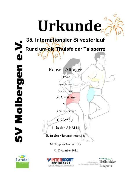 5 km Lauf - Urkunden